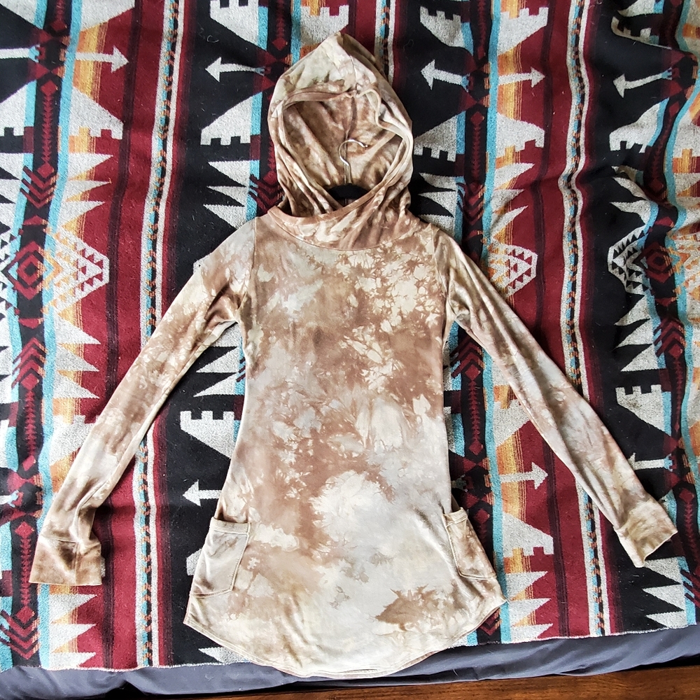 Hand Dyed Organic Bamboo Hooded Dress with POCKETS